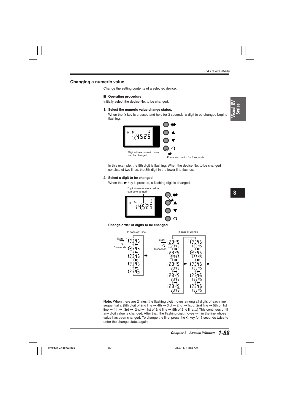 Changing a numeric value, Visual kv series | KEYENCE Visual KV Series User Manual | Page 113 / 444