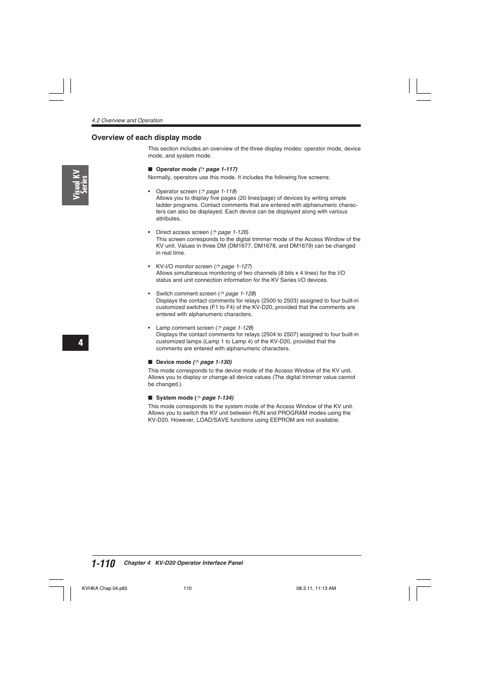 Overview of each display mode, Visual kv series | KEYENCE Visual KV Series User Manual | Page 134 / 444