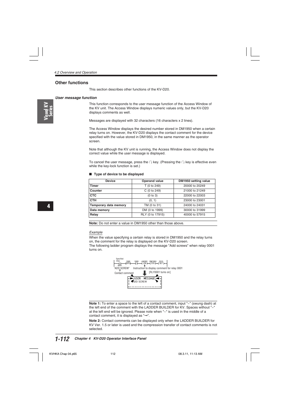 Other functions, Visual kv series | KEYENCE Visual KV Series User Manual | Page 136 / 444