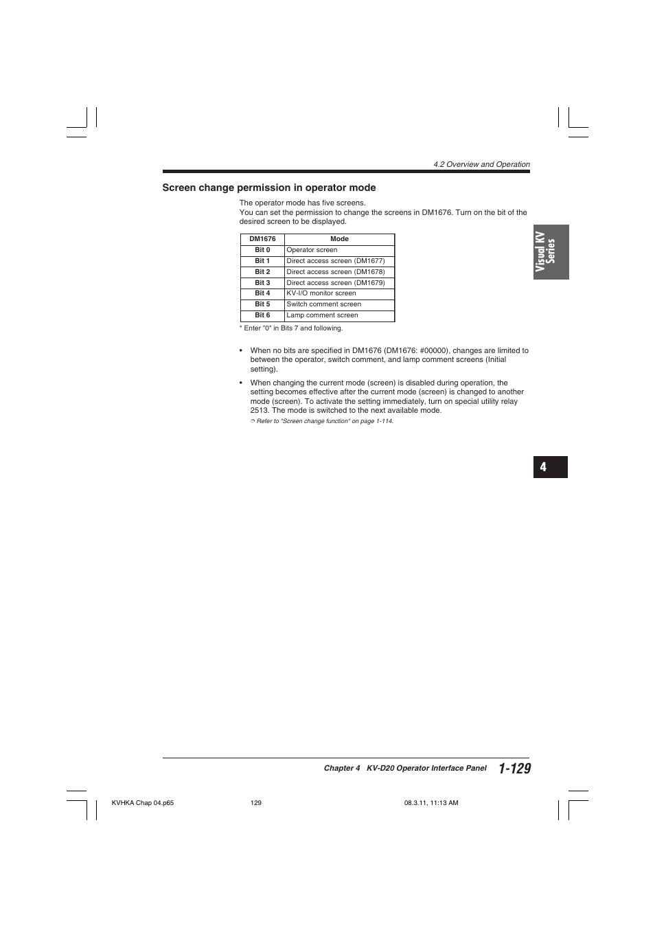 Screen change permission in operator mode, Visual kv series | KEYENCE Visual KV Series User Manual | Page 153 / 444