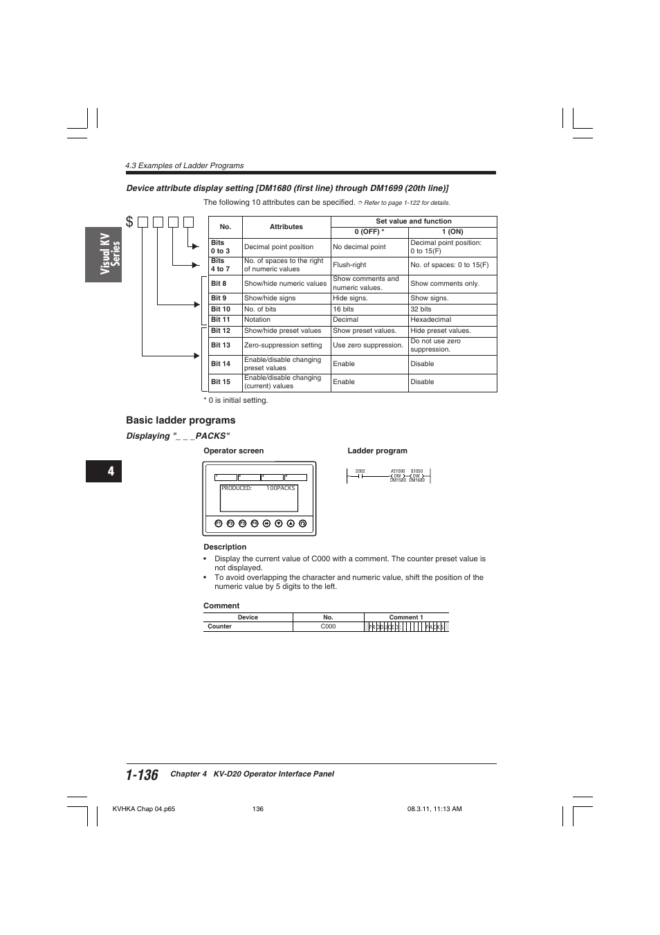 Basic ladder programs, Visual kv series | KEYENCE Visual KV Series User Manual | Page 160 / 444