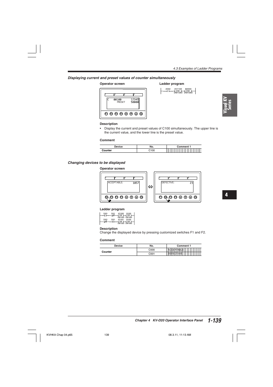 Visual kv series, Changing devices to be displayed | KEYENCE Visual KV Series User Manual | Page 163 / 444