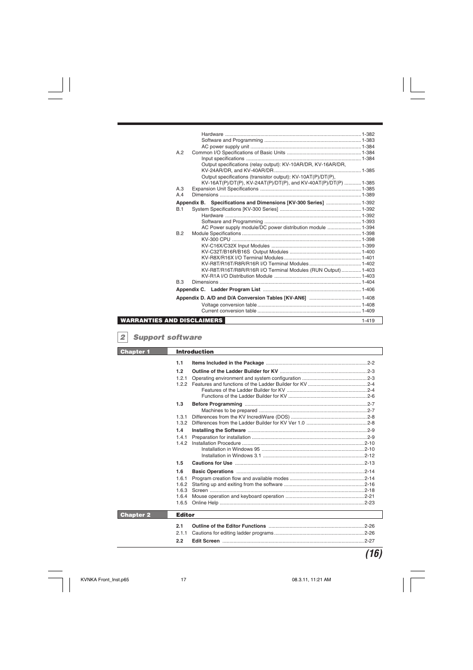 2 support software, 2support software | KEYENCE Visual KV Series User Manual | Page 17 / 444