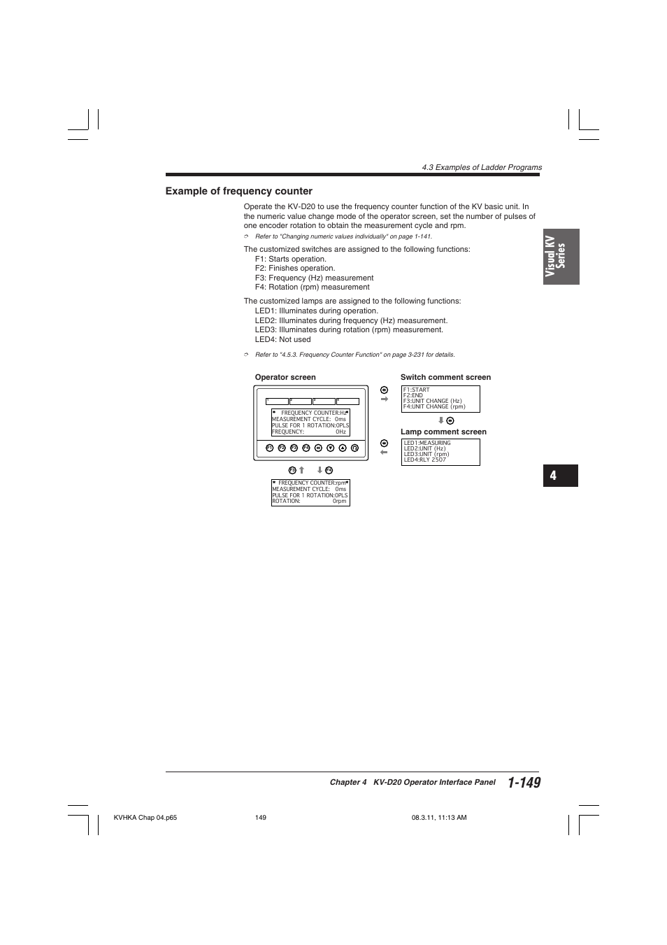 Example of frequency counter, Visual kv series | KEYENCE Visual KV Series User Manual | Page 173 / 444