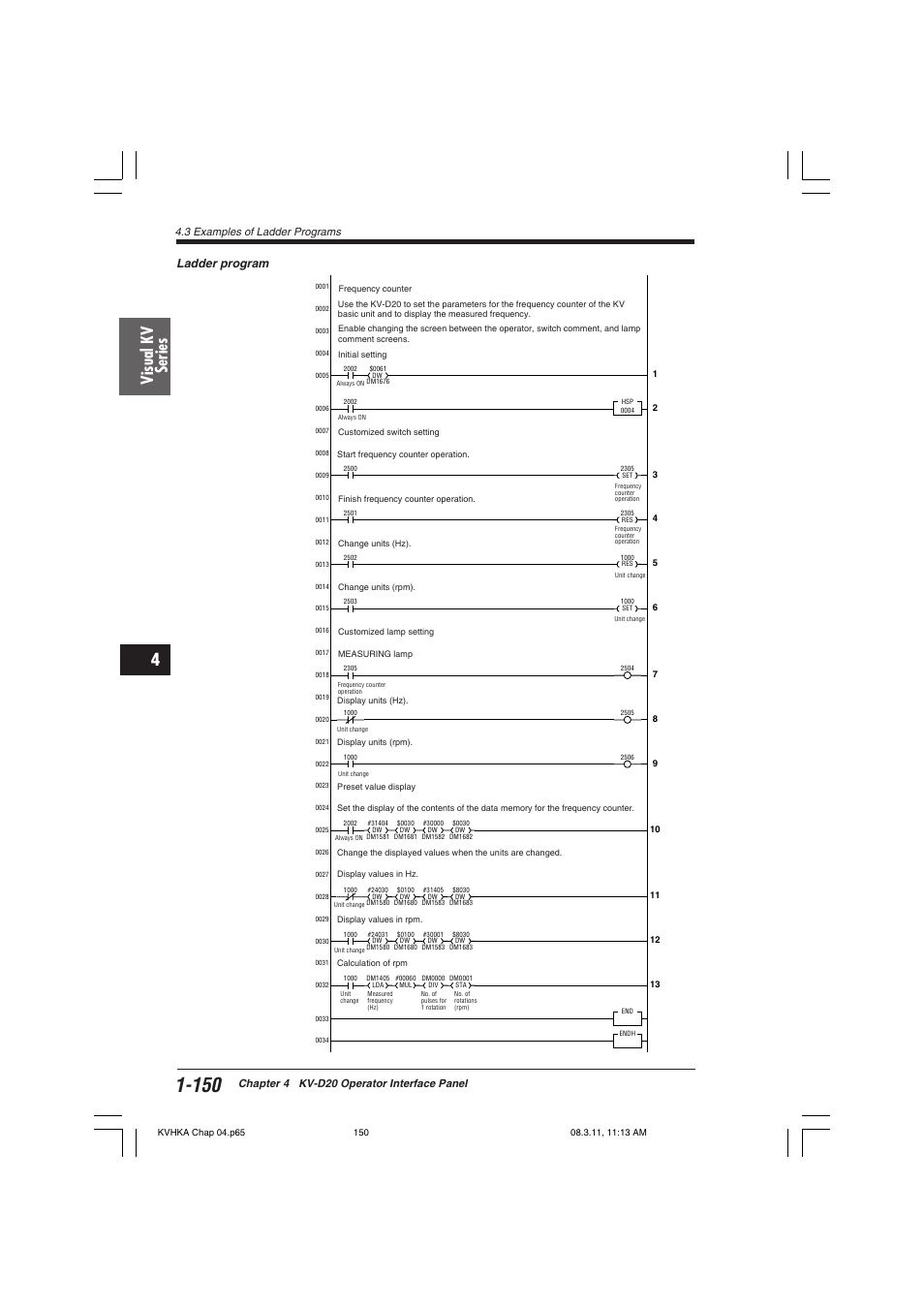 Visual kv series, Ladder program | KEYENCE Visual KV Series User Manual | Page 174 / 444