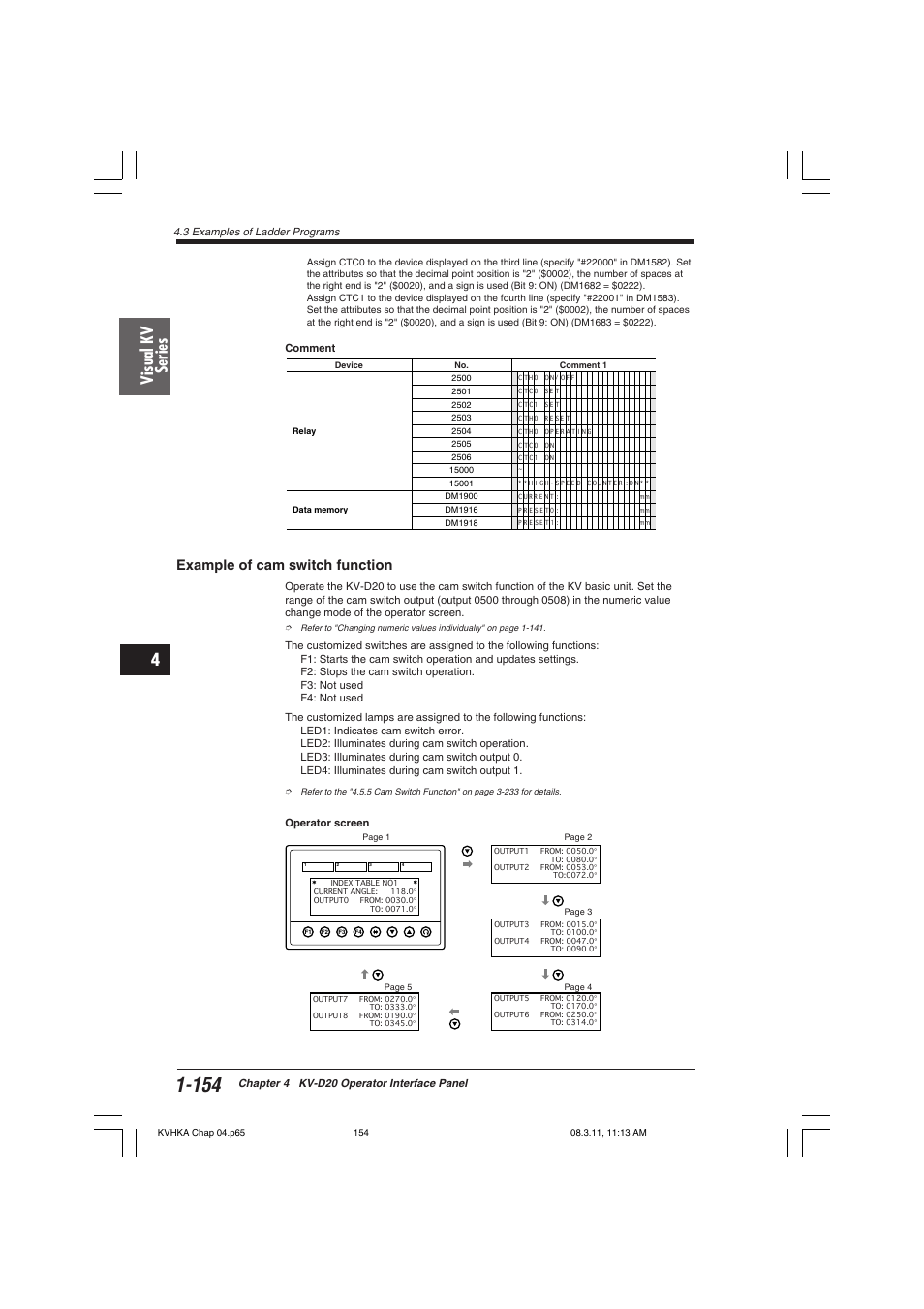 Example of cam switch function, Visual kv series | KEYENCE Visual KV Series User Manual | Page 178 / 444