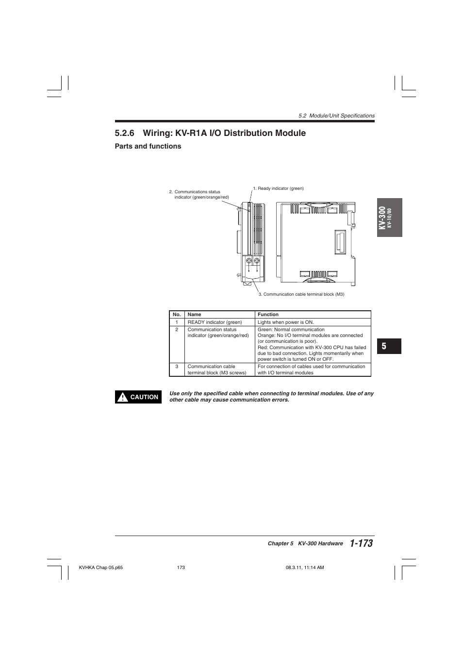 6 wiring: kv-r1a i/o distribution module, Parts and functions, Kv -300 | KEYENCE Visual KV Series User Manual | Page 197 / 444