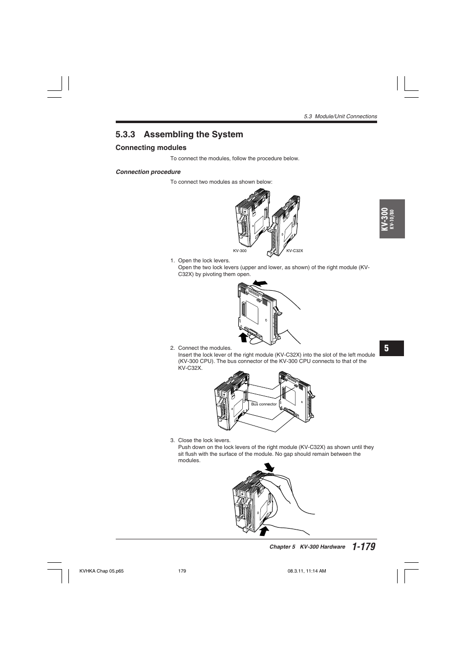 3 assembling the system, Connecting modules, Kv -300 | KEYENCE Visual KV Series User Manual | Page 203 / 444