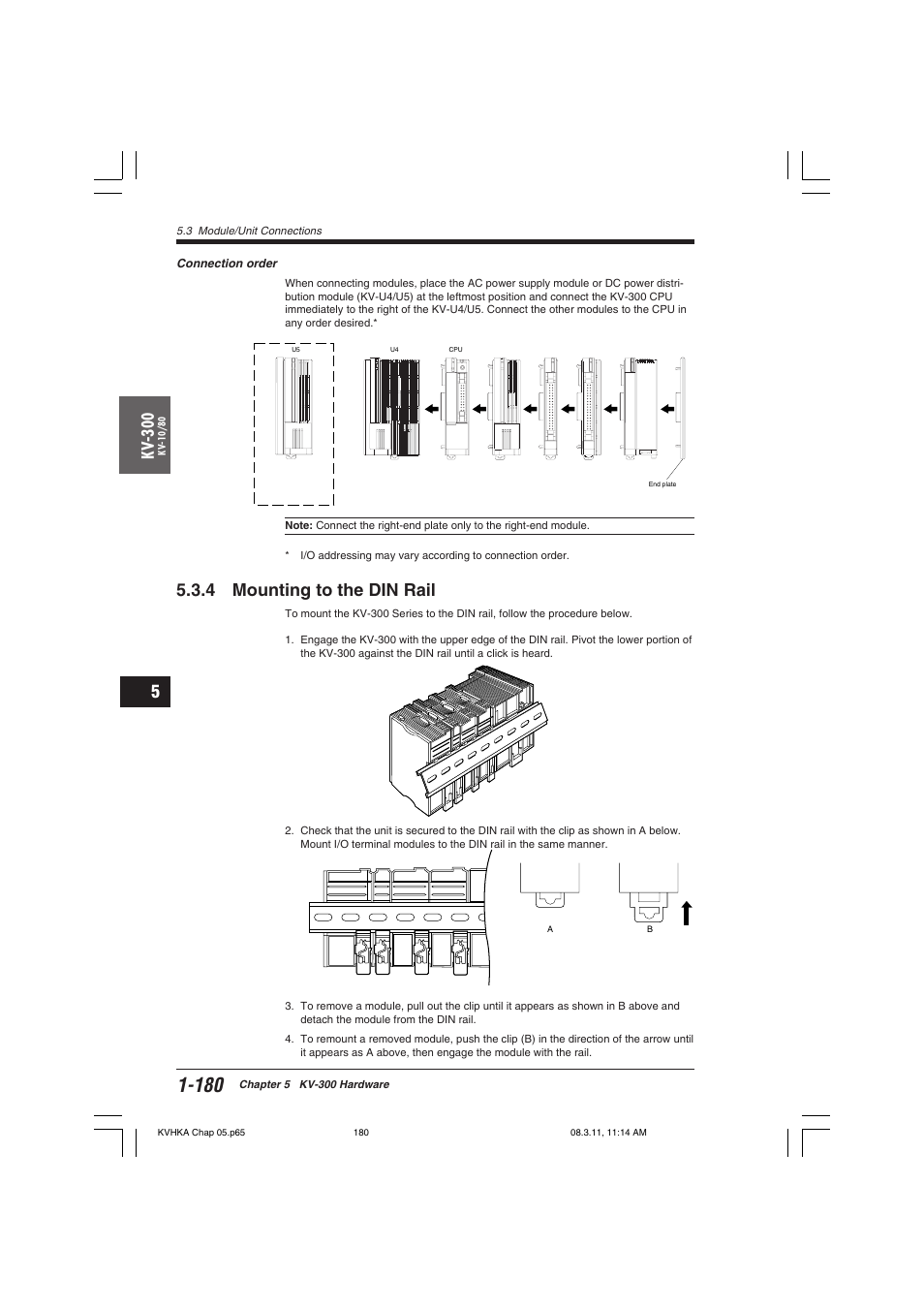4 mounting to the din rail, Kv -300 | KEYENCE Visual KV Series User Manual | Page 204 / 444