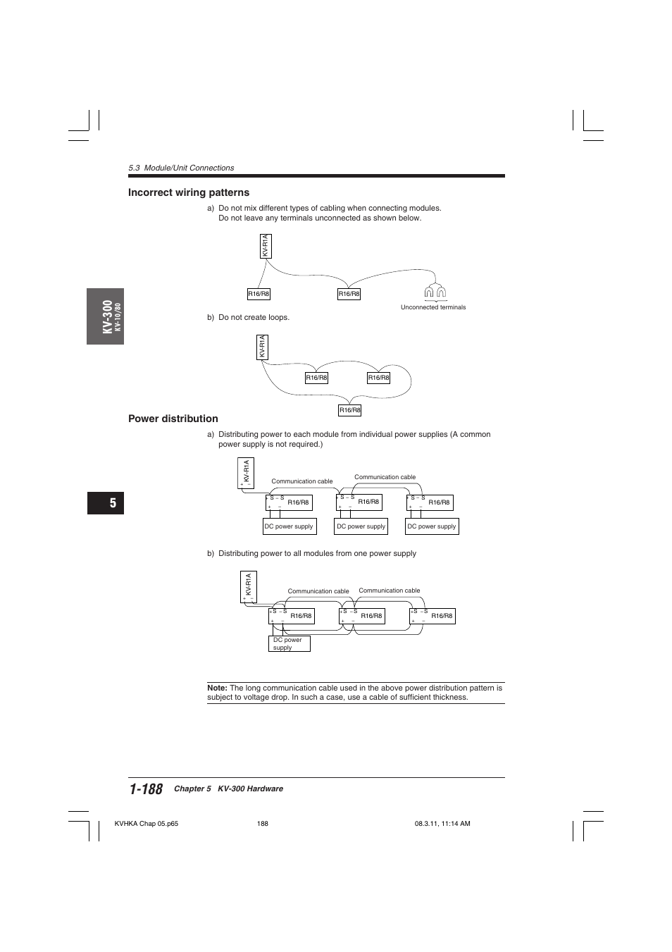 Incorrect wiring patterns, Power distribution, Kv -300 | KEYENCE Visual KV Series User Manual | Page 212 / 444