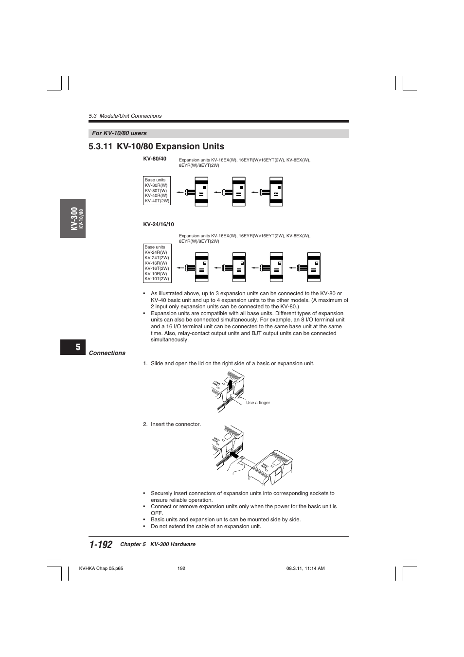 11 kv-10/80 expansion units, Kv -300 | KEYENCE Visual KV Series User Manual | Page 216 / 444
