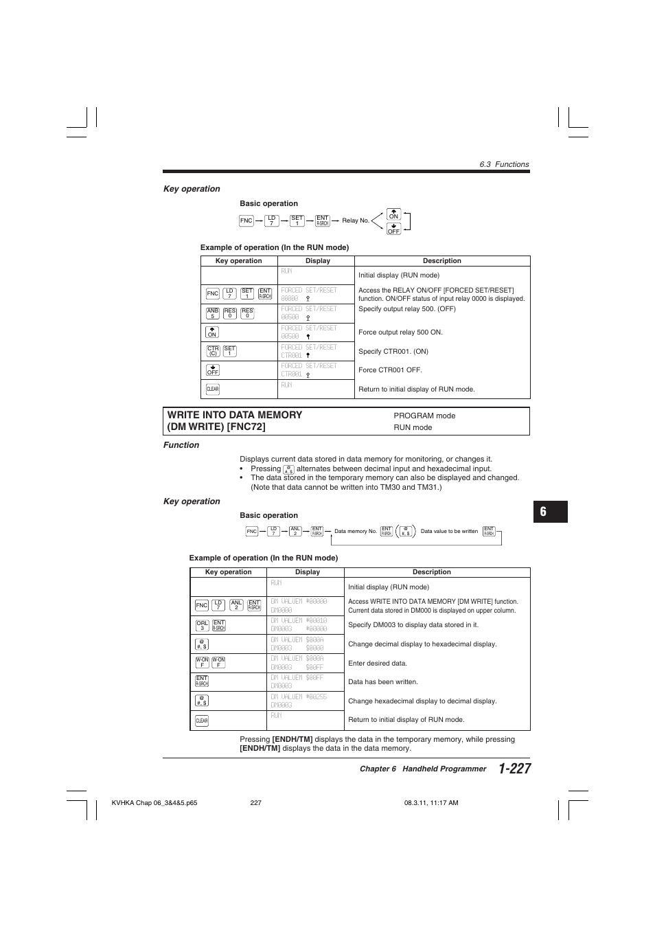 Write into data memory (dm write) [fnc72, Dm write) [fnc72 | KEYENCE Visual KV Series User Manual | Page 251 / 444