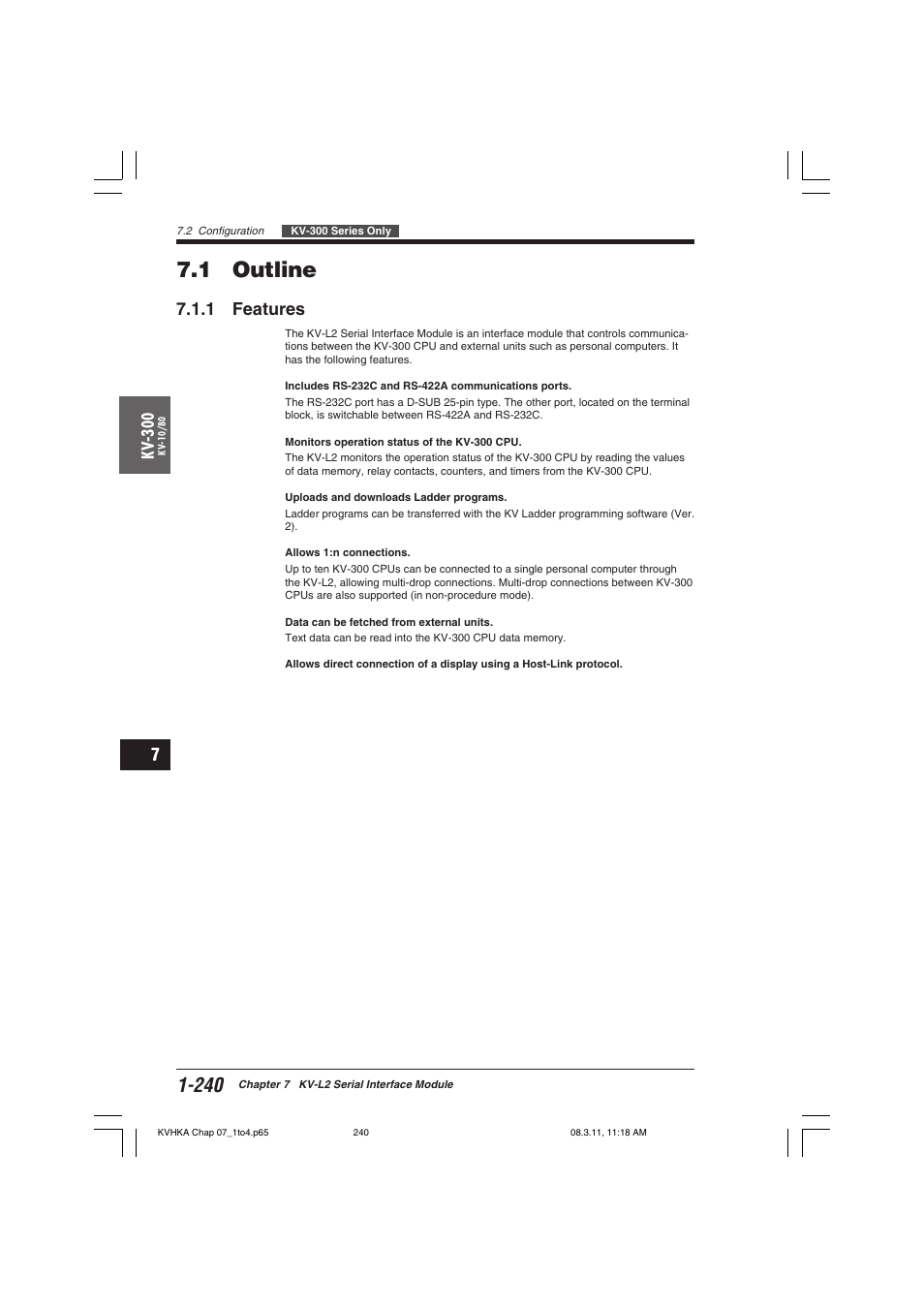 1 outline, 1 features | KEYENCE Visual KV Series User Manual | Page 264 / 444