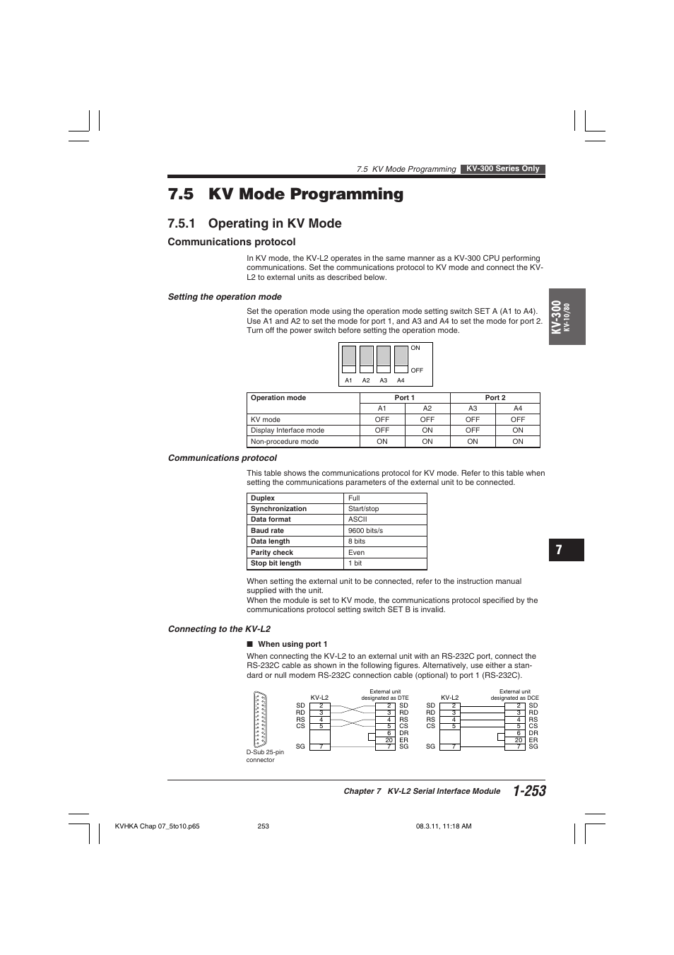 5 kv mode programming, 1 operating in kv mode, Communications protocol | Kv -300 | KEYENCE Visual KV Series User Manual | Page 277 / 444