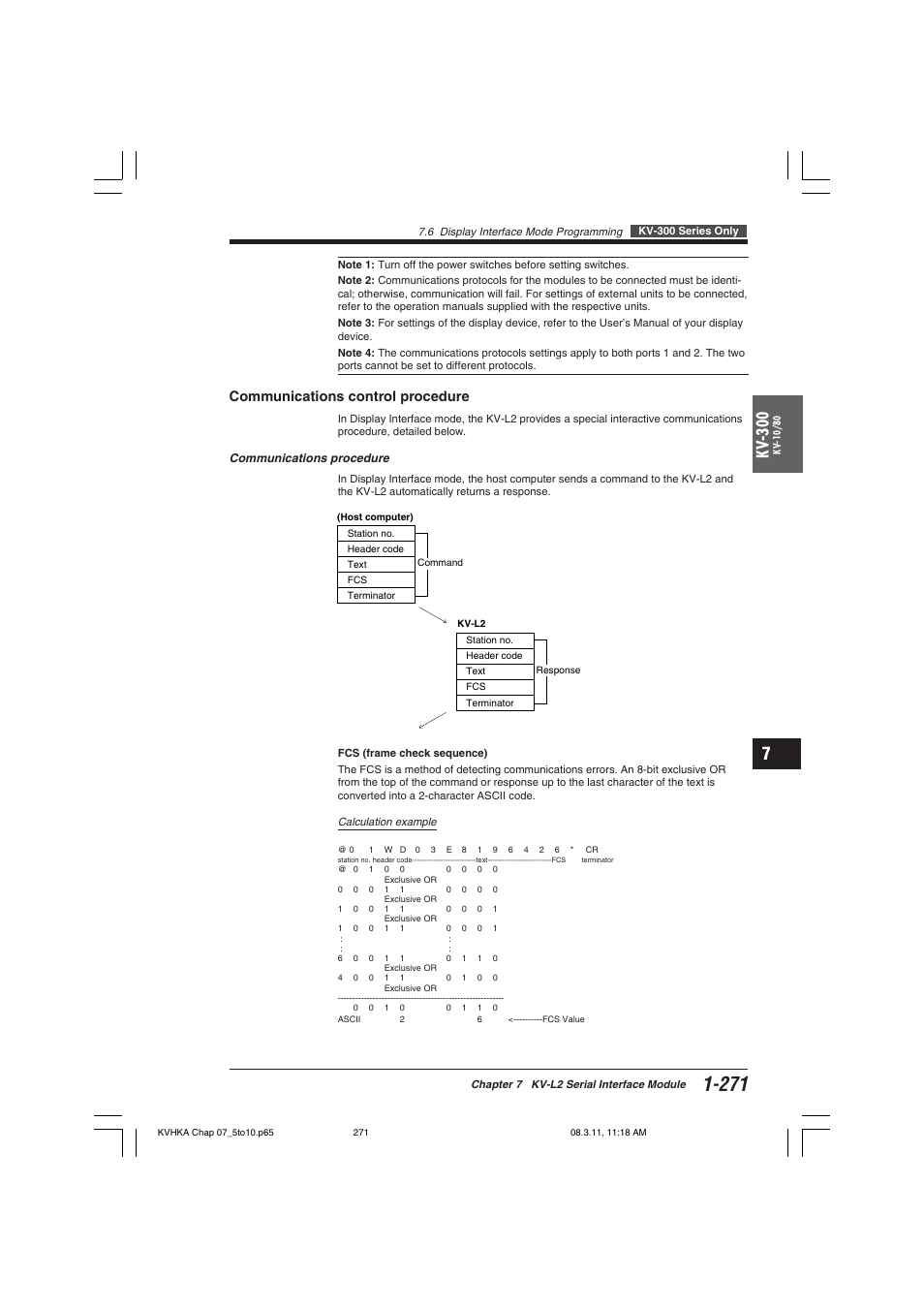 Communications control procedure, Kv -300 | KEYENCE Visual KV Series User Manual | Page 295 / 444