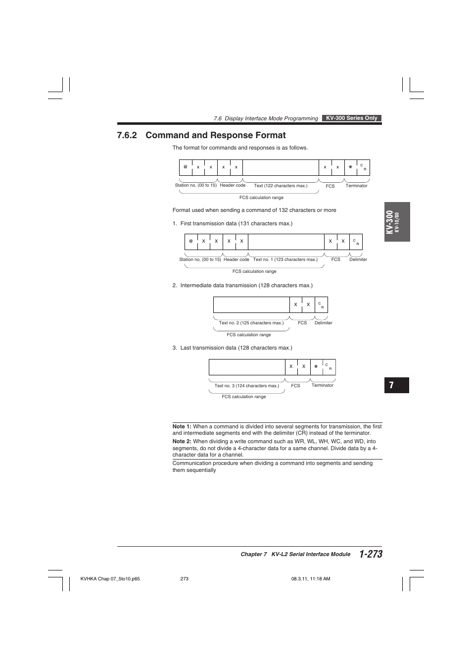2 command and response format, Kv -300 | KEYENCE Visual KV Series User Manual | Page 297 / 444