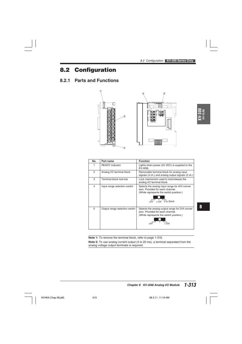 2 configuration, 1 parts and functions, Kv -300 | KEYENCE Visual KV Series User Manual | Page 337 / 444