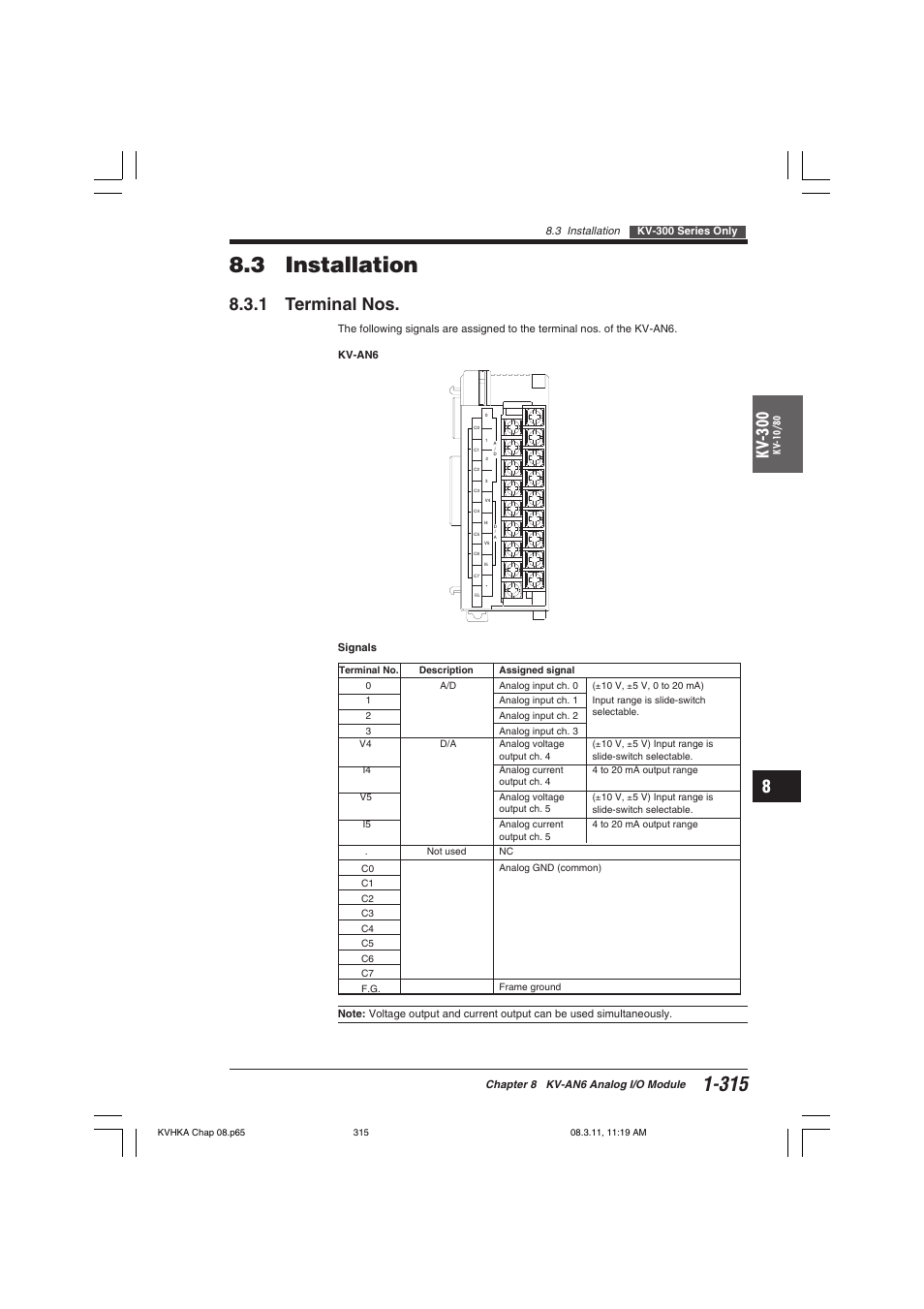 3 installation, 1 terminal nos, Kv -300 | KEYENCE Visual KV Series User Manual | Page 339 / 444