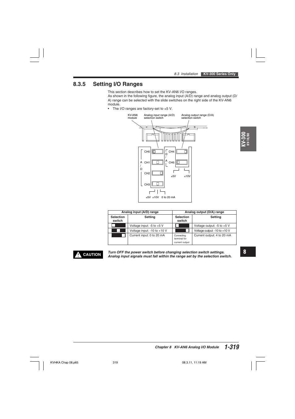 5 setting i/o ranges, Kv -300 | KEYENCE Visual KV Series User Manual | Page 343 / 444