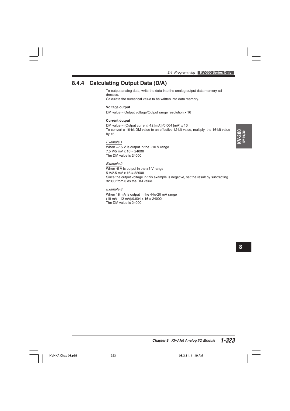 4 calculating output data (d/a) | KEYENCE Visual KV Series User Manual | Page 347 / 444