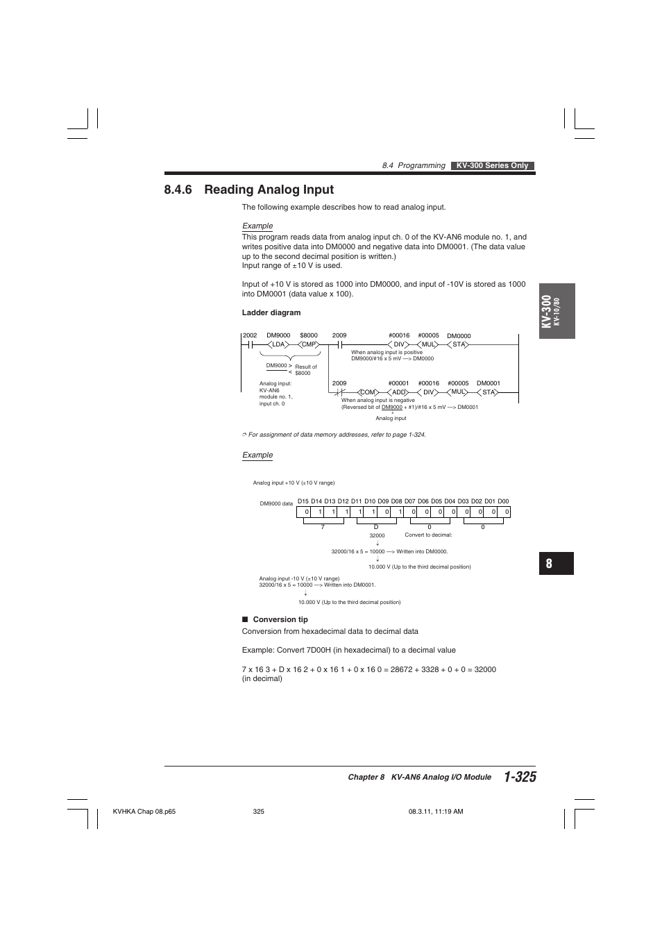 6 reading analog input, Kv -300 | KEYENCE Visual KV Series User Manual | Page 349 / 444