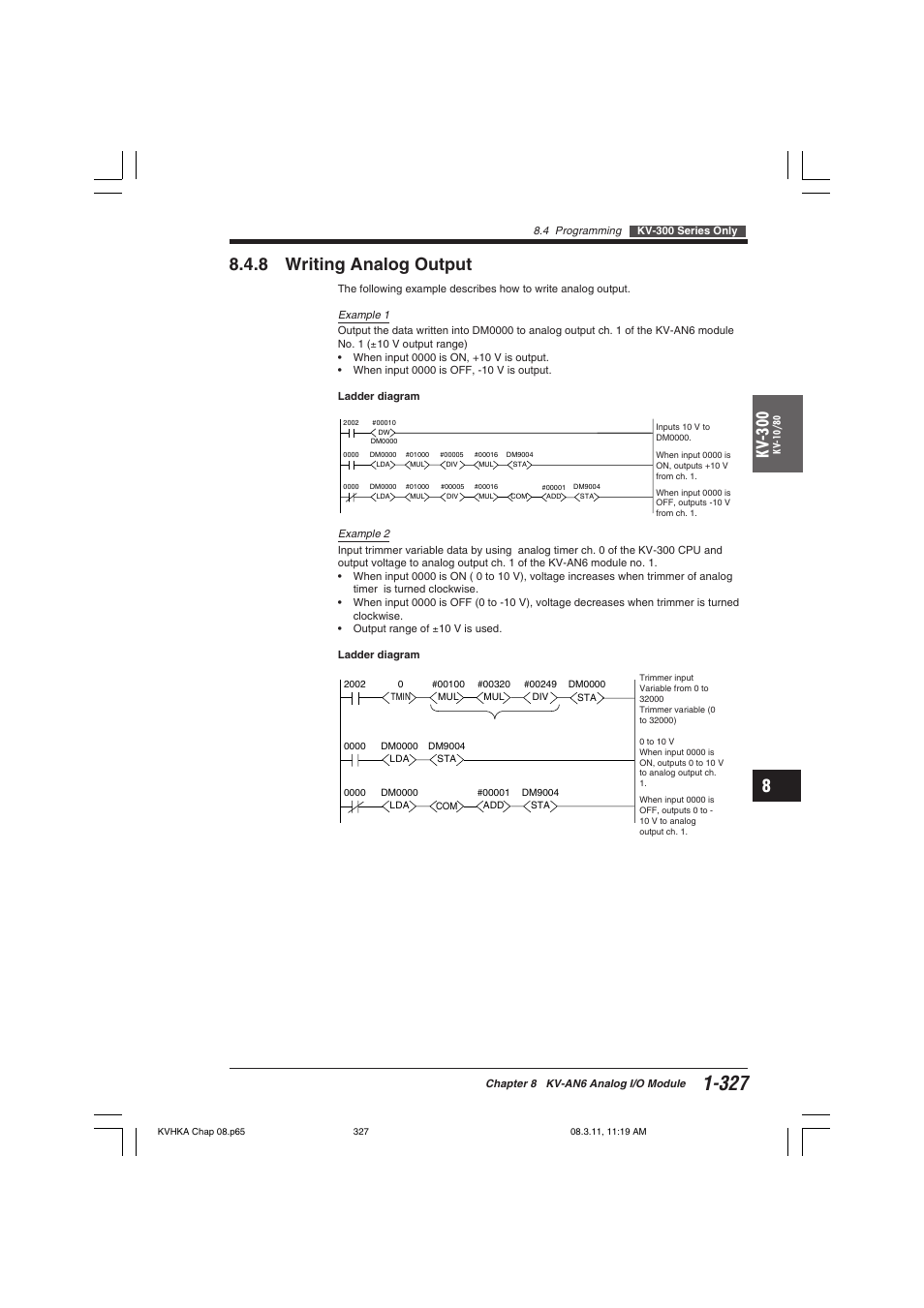 8 writing analog output, Kv -300 | KEYENCE Visual KV Series User Manual | Page 351 / 444