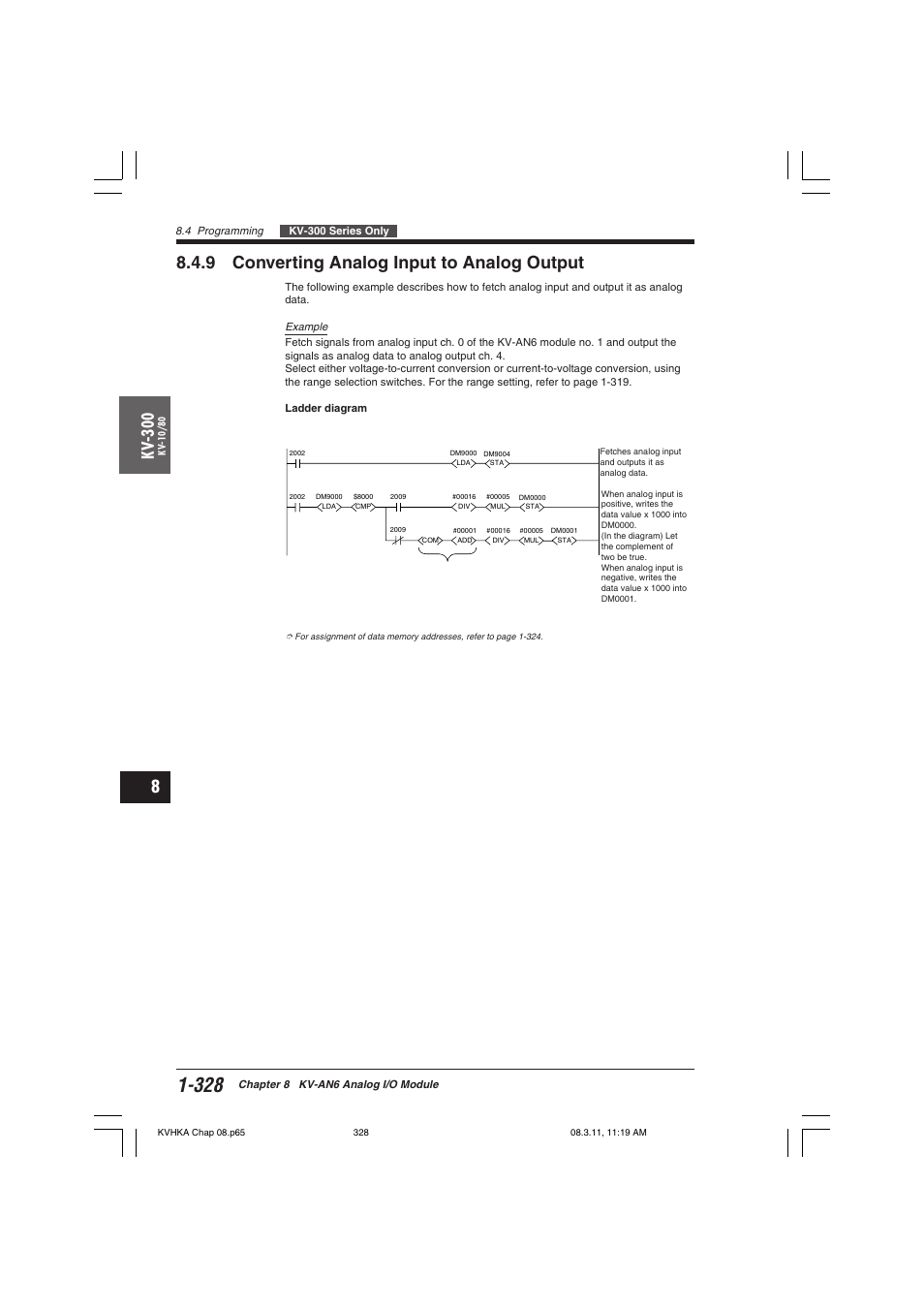 9 converting analog input to analog output, Kv -300 | KEYENCE Visual KV Series User Manual | Page 352 / 444