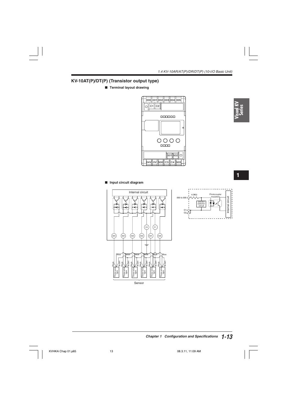 Kv-10at(p)/dt(p) (transistor output type), Visual kv series | KEYENCE Visual KV Series User Manual | Page 37 / 444