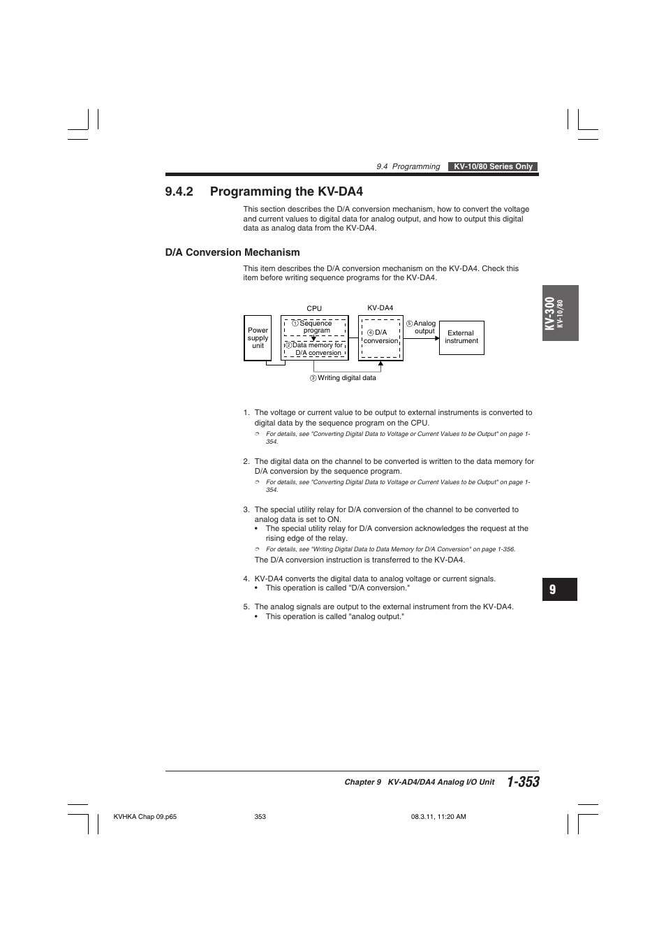 2 programming the kv-da4, D/a conversion mechanism, Kv -300 | KEYENCE Visual KV Series User Manual | Page 377 / 444