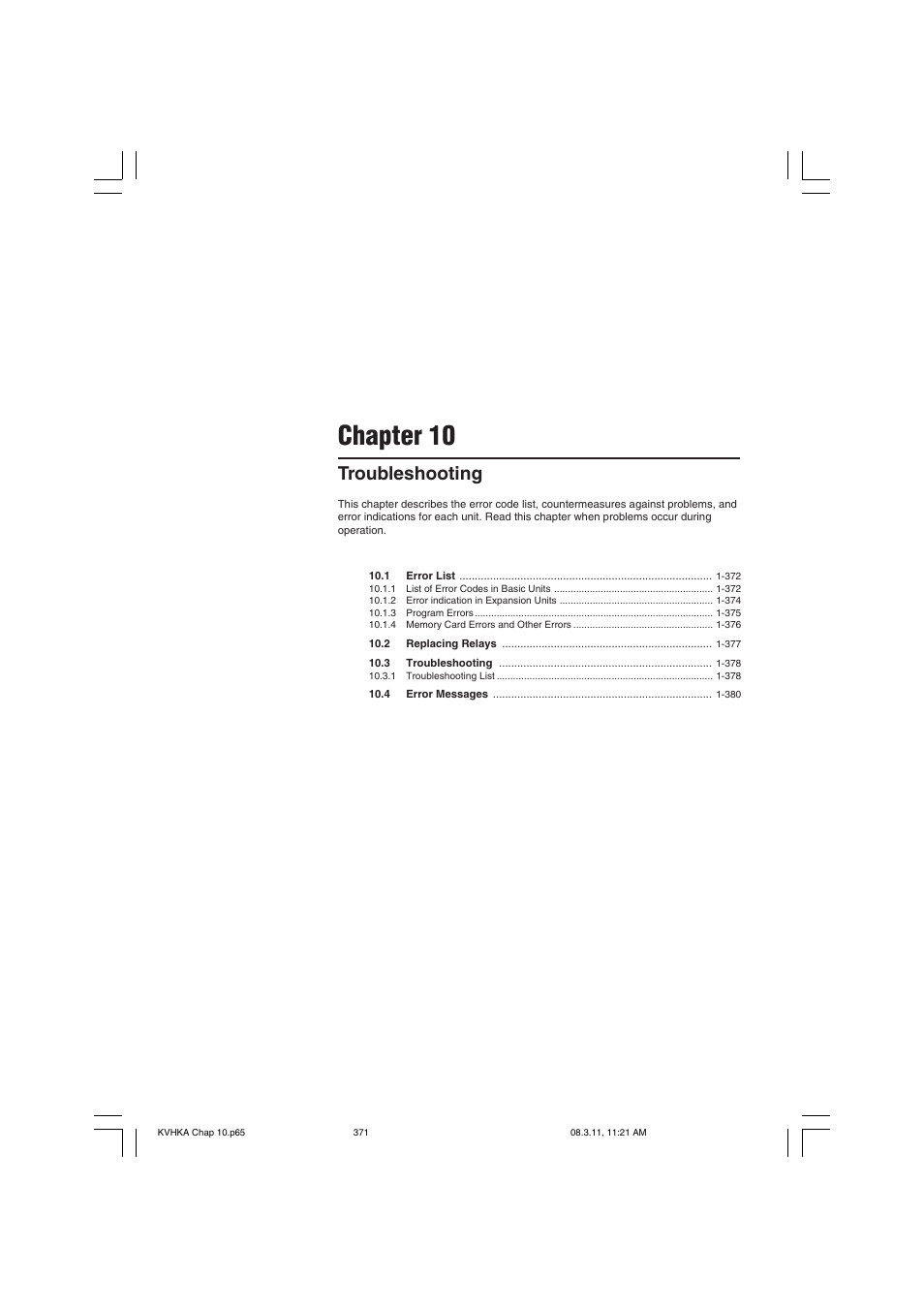 Chapter 10 troubleshooting, Chapter 10, Troubleshooting | KEYENCE Visual KV Series User Manual | Page 395 / 444