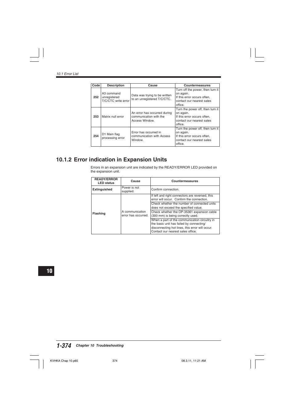 2 error indication in expansion units | KEYENCE Visual KV Series User Manual | Page 398 / 444