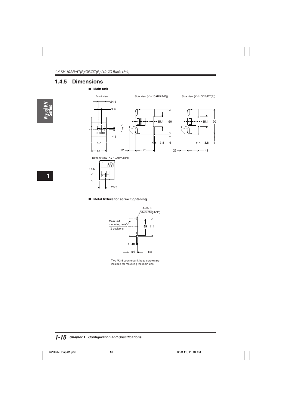 5 dimensions, Visual kv series | KEYENCE Visual KV Series User Manual | Page 40 / 444