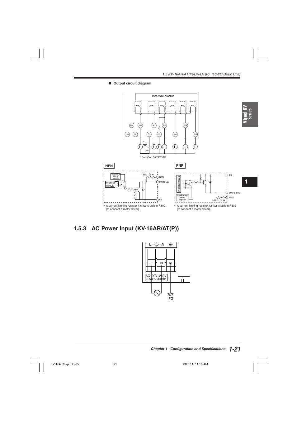 3 ac power input (kv-16ar/at(p)), Visual kv series | KEYENCE Visual KV Series User Manual | Page 45 / 444