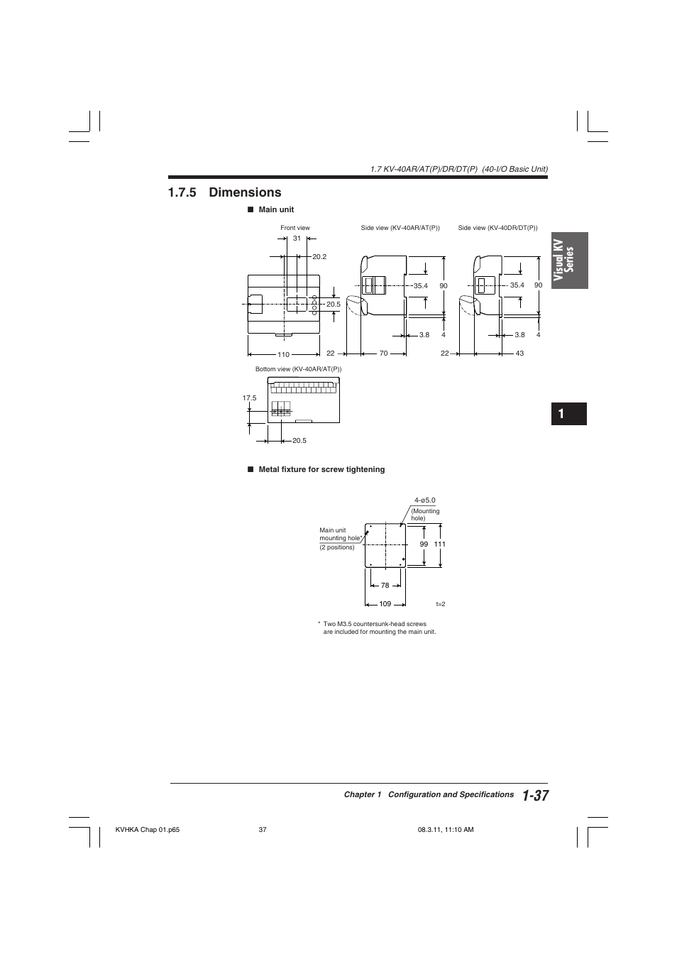 5 dimensions, Visual kv series | KEYENCE Visual KV Series User Manual | Page 61 / 444