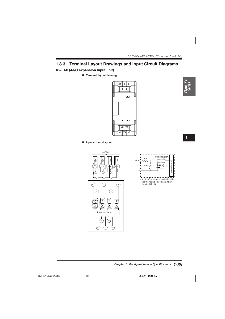 Visual kv series, Kv-e4x (4-i/o expansion input unit) | KEYENCE Visual KV Series User Manual | Page 63 / 444