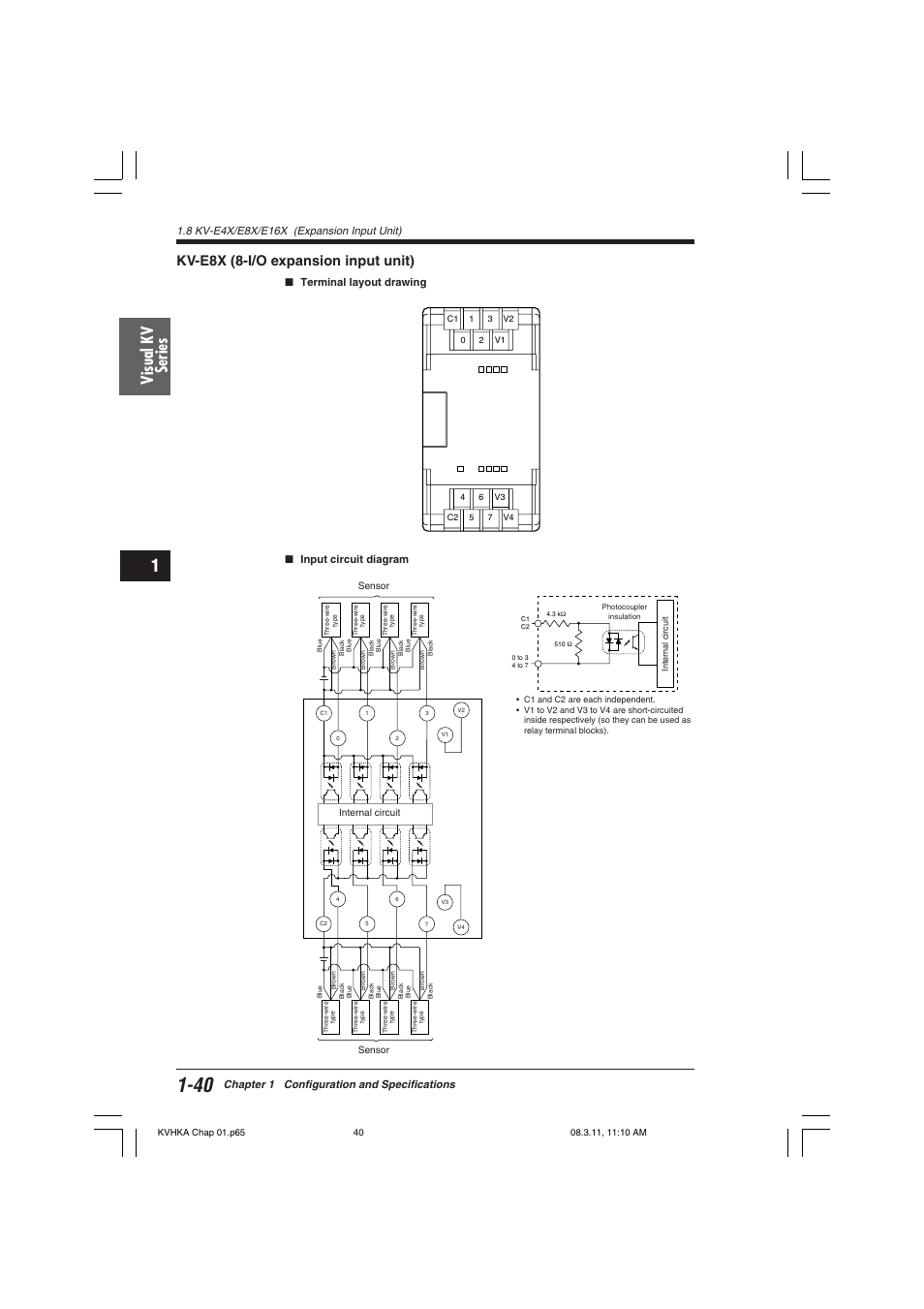 Kv-e8x (8-i/o expansion input unit), Visual kv series | KEYENCE Visual KV Series User Manual | Page 64 / 444