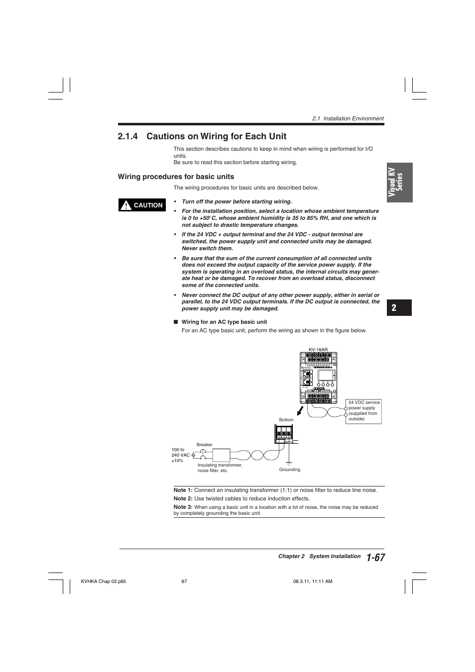 4 cautions on wiring for each unit, Wiring procedures for basic units, Visual kv series | KEYENCE Visual KV Series User Manual | Page 91 / 444