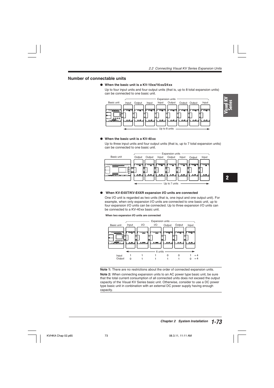 Number of connectable units, Visual kv series | KEYENCE Visual KV Series User Manual | Page 97 / 444