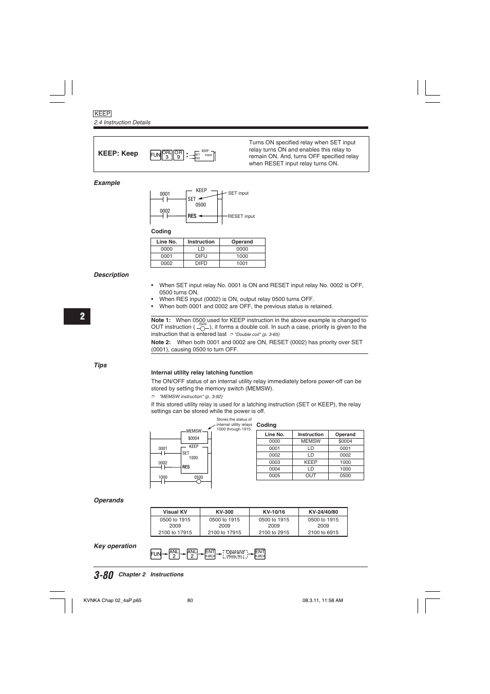 Keep: keep | KEYENCE Visual KV Series User Manual | Page 104 / 392