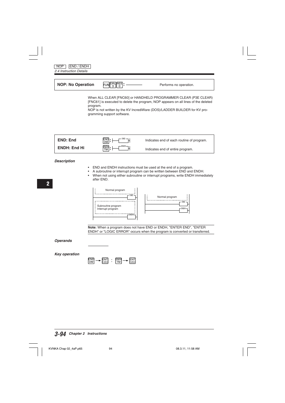 Nop: no operation, End: endendh: end hi | KEYENCE Visual KV Series User Manual | Page 118 / 392