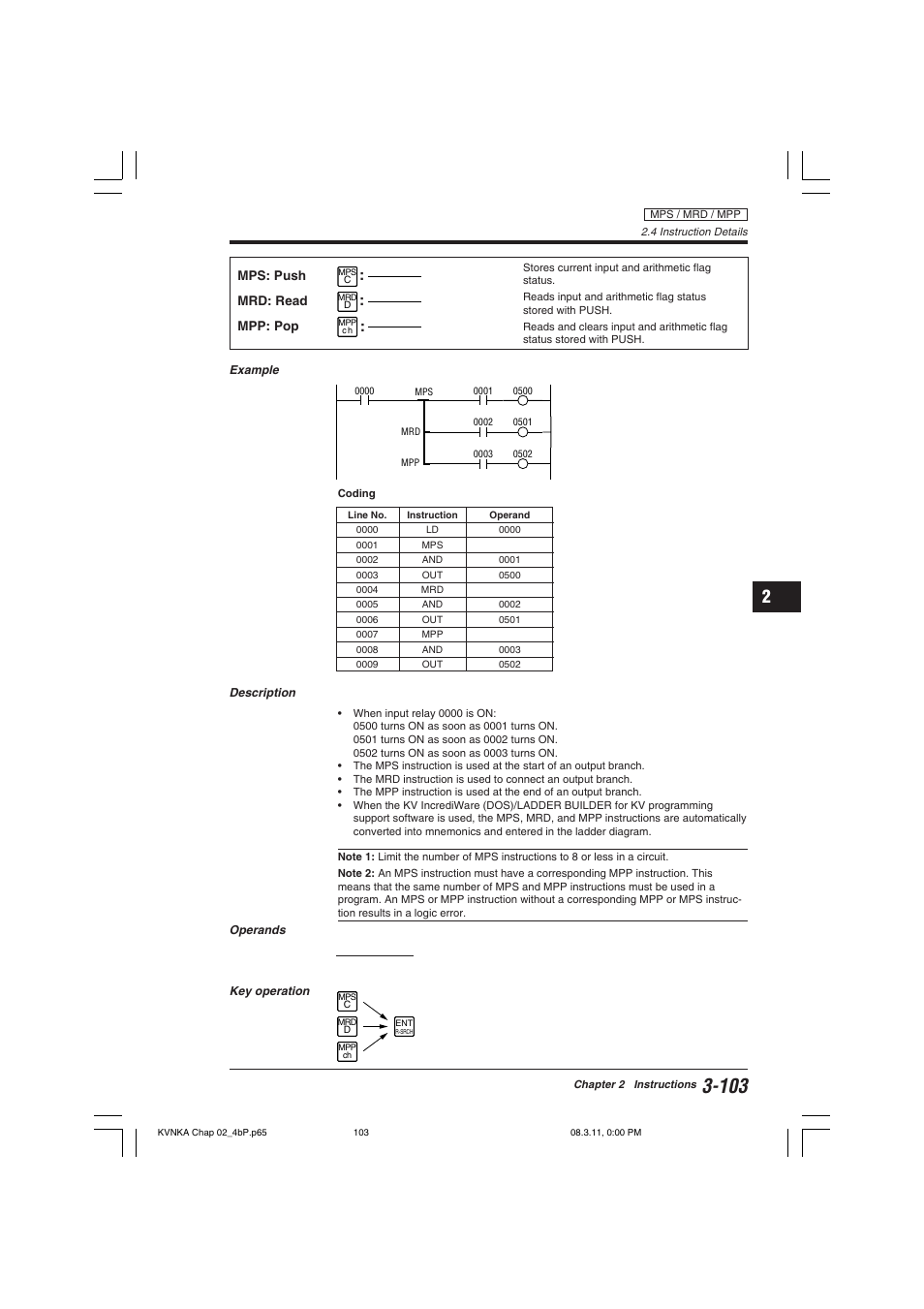 Mps: push mrd: read mpp: pop | KEYENCE Visual KV Series User Manual | Page 127 / 392