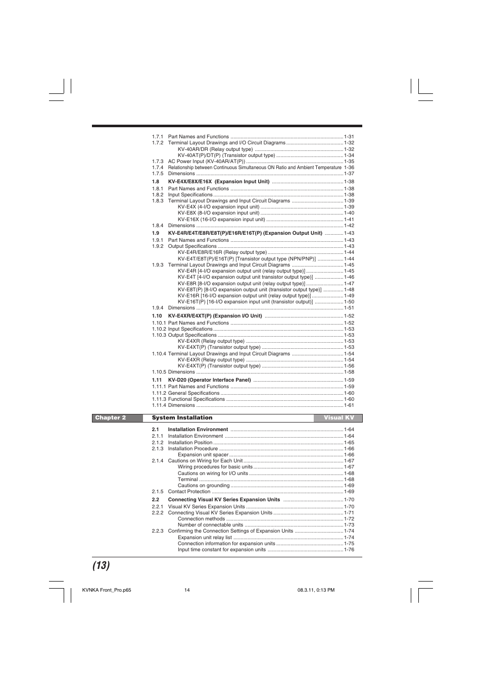 KEYENCE Visual KV Series User Manual | Page 14 / 392
