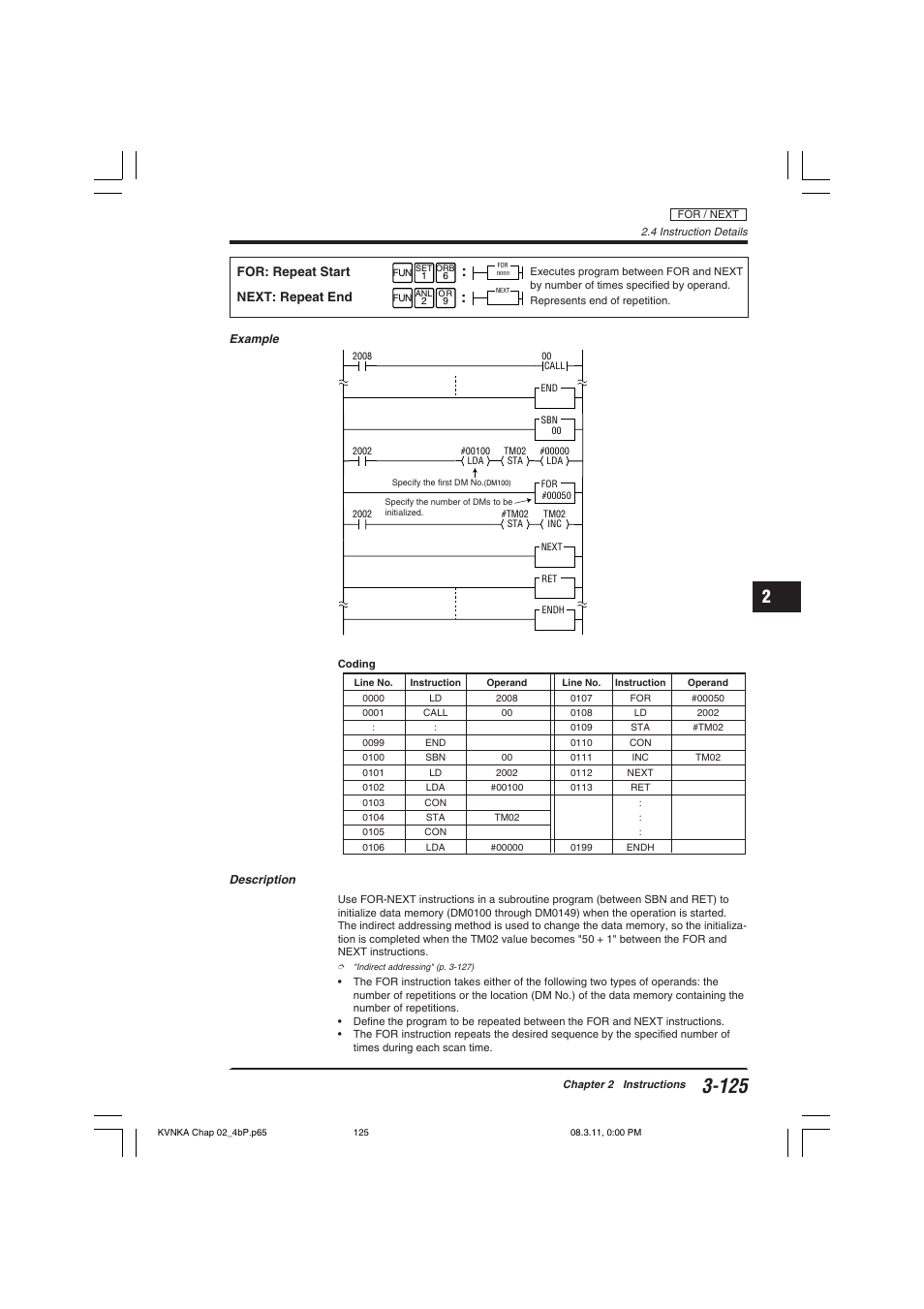For: repeat start next: repeat end | KEYENCE Visual KV Series User Manual | Page 149 / 392