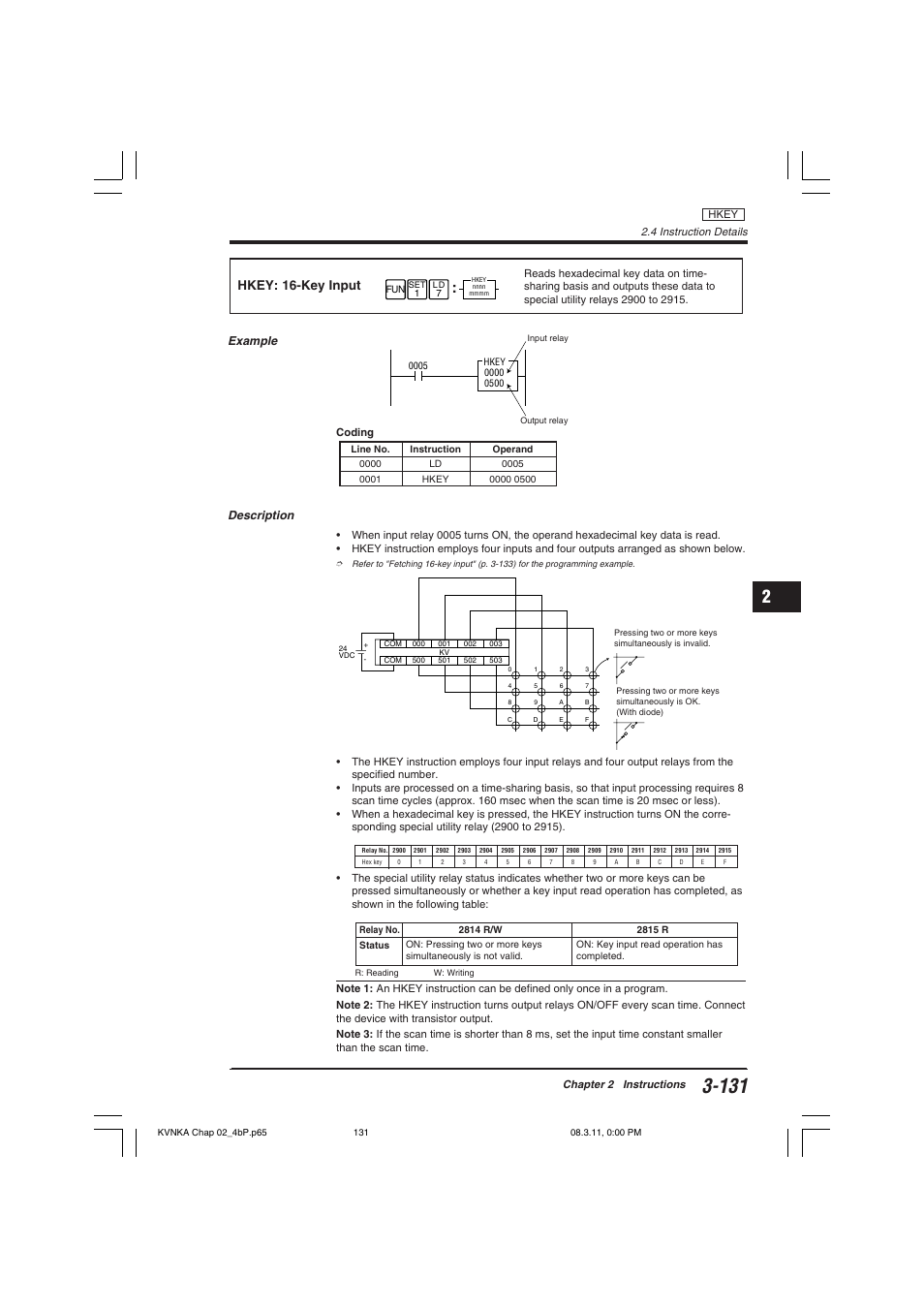 Hkey: 16-key input, Example, Description | KEYENCE Visual KV Series User Manual | Page 155 / 392