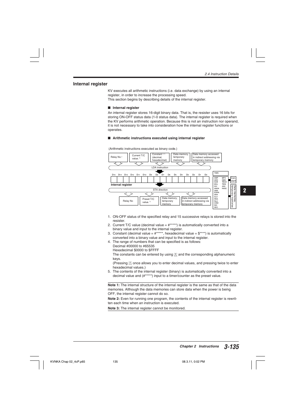 Internal register, 4 instruction details, Chapter 2 instructions | And the corresponding alphanumeric keys. (pressing | KEYENCE Visual KV Series User Manual | Page 159 / 392