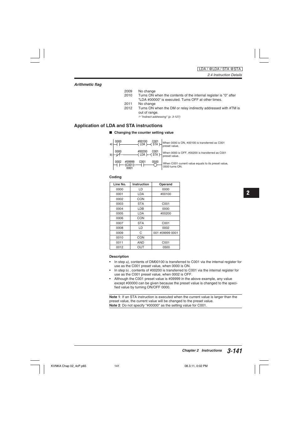 Application of lda and sta instructions | KEYENCE Visual KV Series User Manual | Page 165 / 392