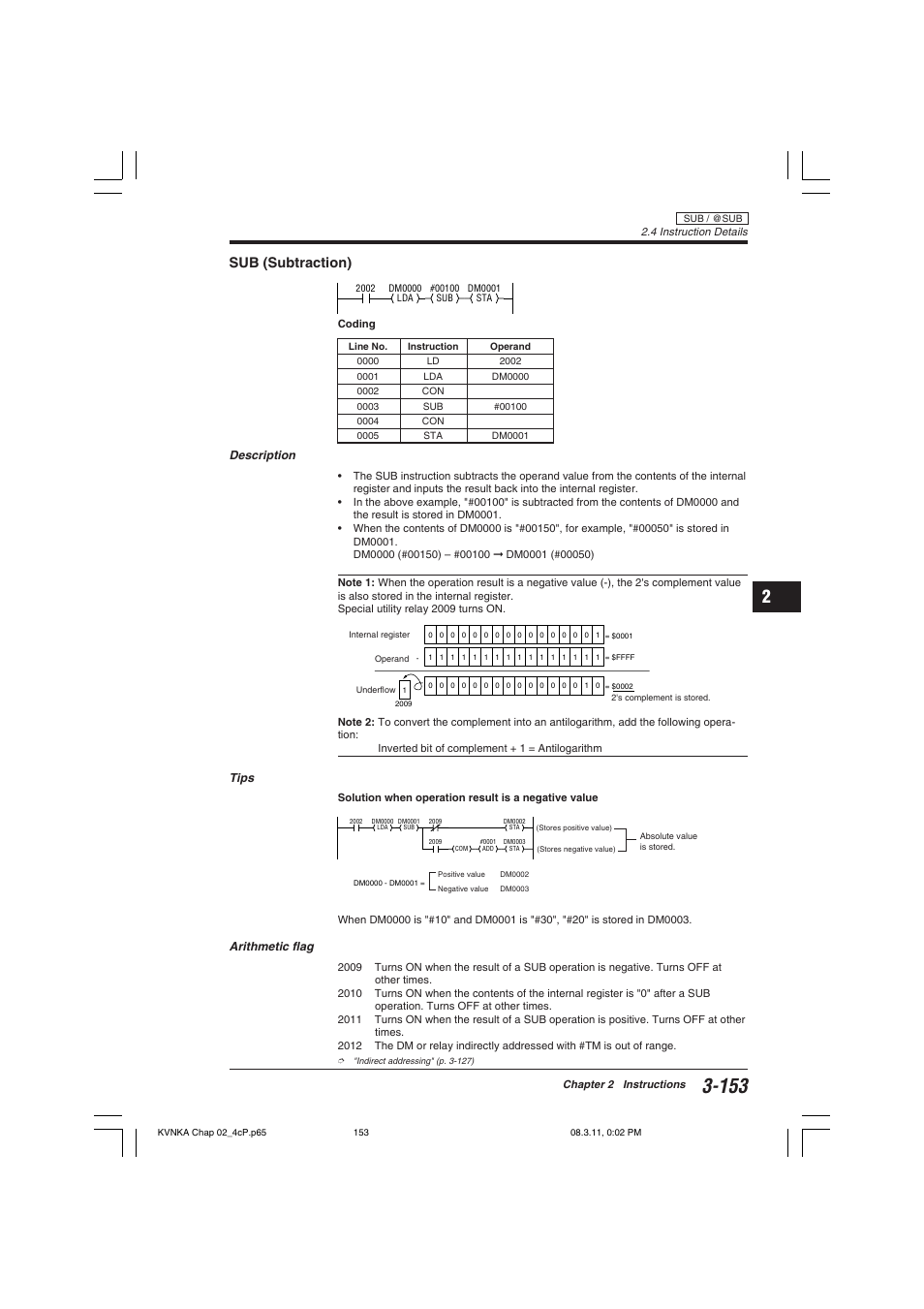 Sub (subtraction) | KEYENCE Visual KV Series User Manual | Page 177 / 392