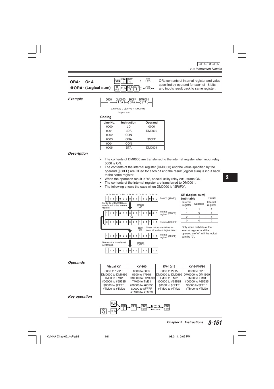 Ora: or a @ora: (logical sum), Ora: @ora, Or a (logical sum) | KEYENCE Visual KV Series User Manual | Page 185 / 392