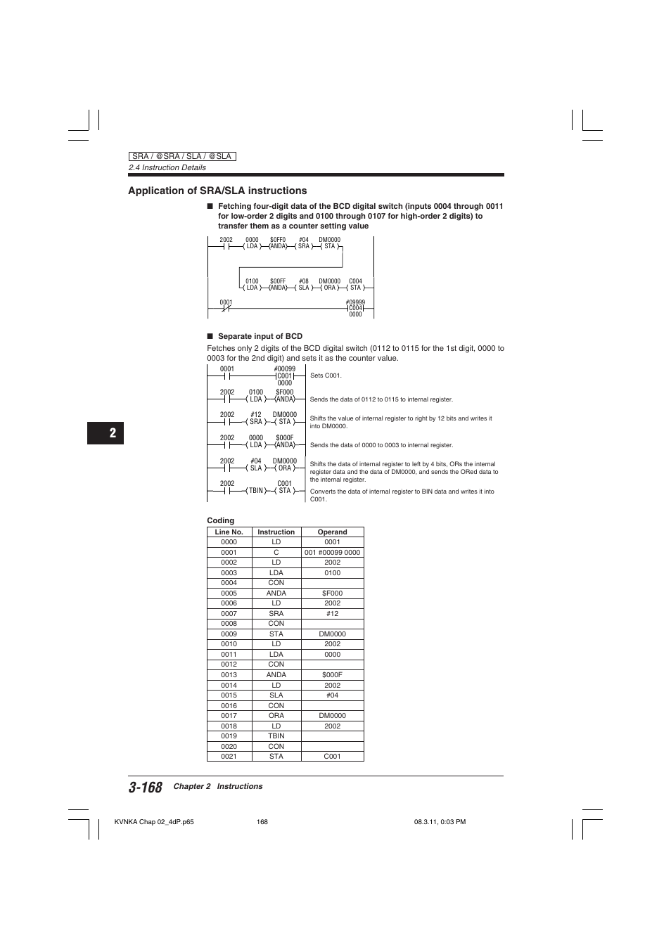 Application of sra/sla instructions | KEYENCE Visual KV Series User Manual | Page 192 / 392