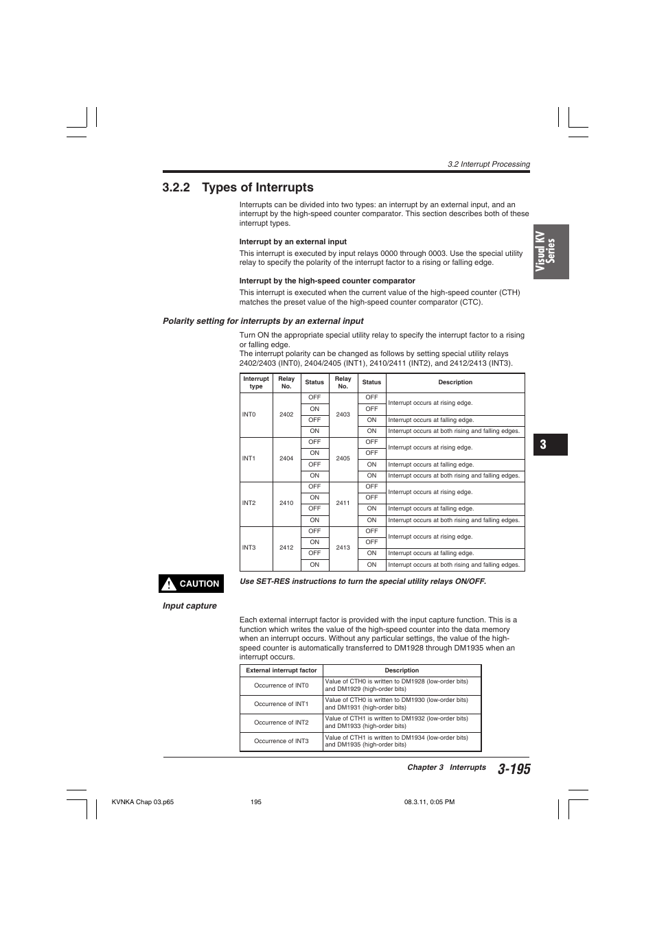 2 types of interrupts, Visual kv series | KEYENCE Visual KV Series User Manual | Page 219 / 392